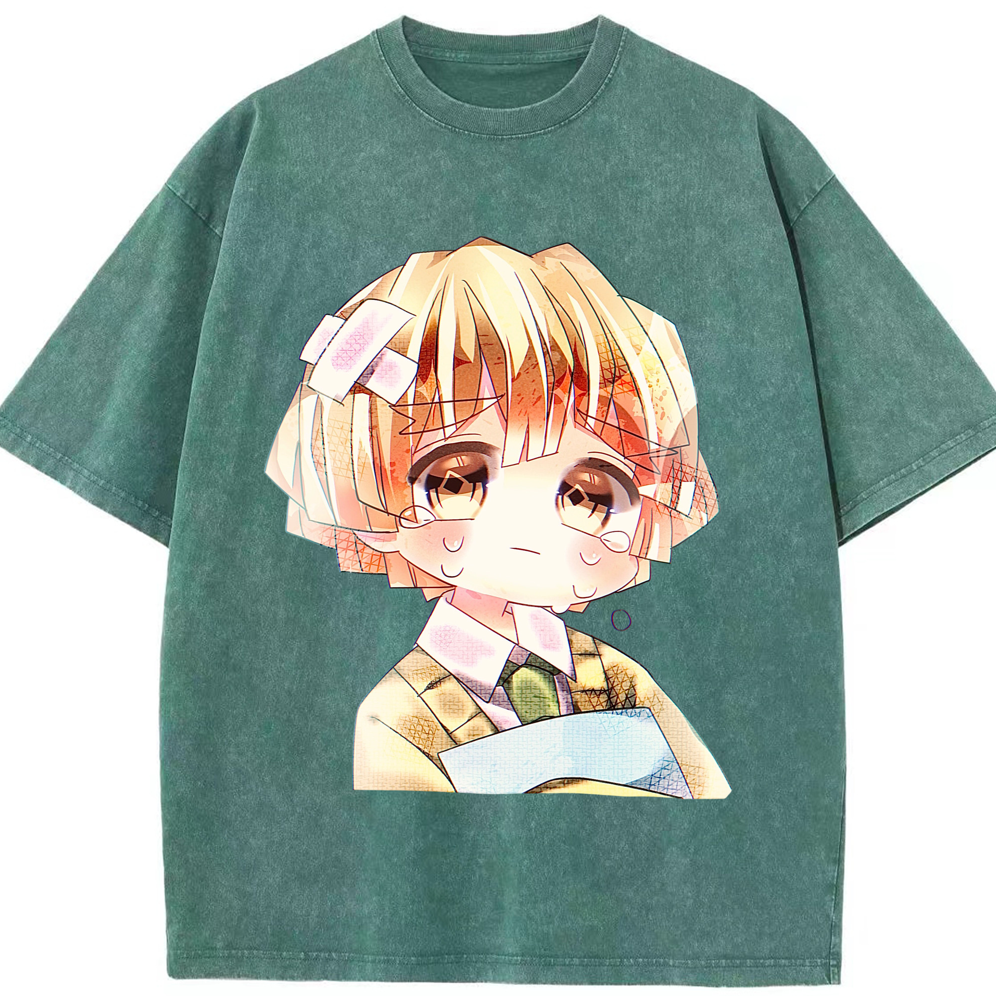 （画像用） 鬼滅の刃（きめつのやいば）我妻 善逸／あがつま ぜんいつ Agatsuma Zenitsu 綿100% ヴィンテージ風 半袖Tシャツ（フロントプリント）